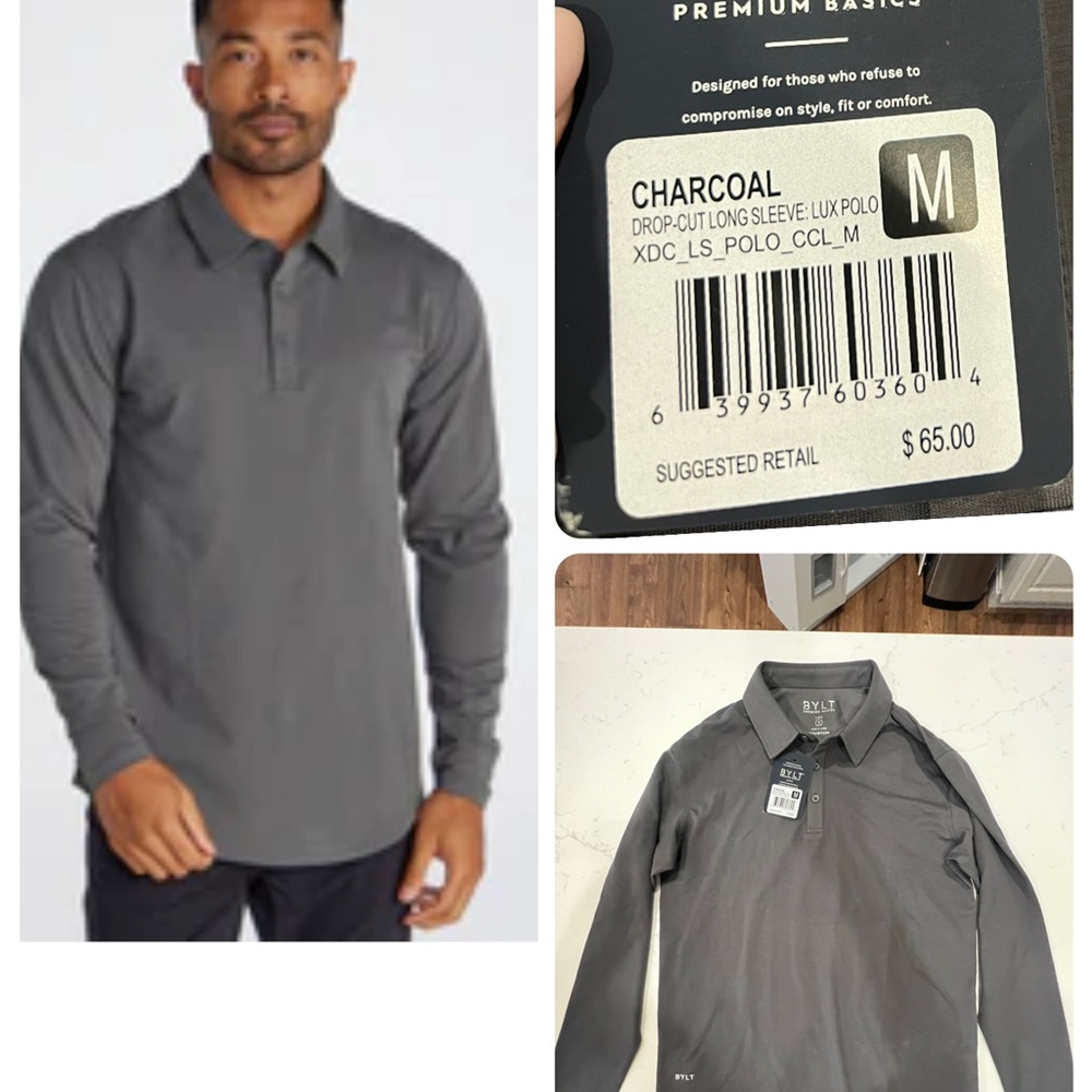 BYLT Men's Charcoal Long Sleeve shirt